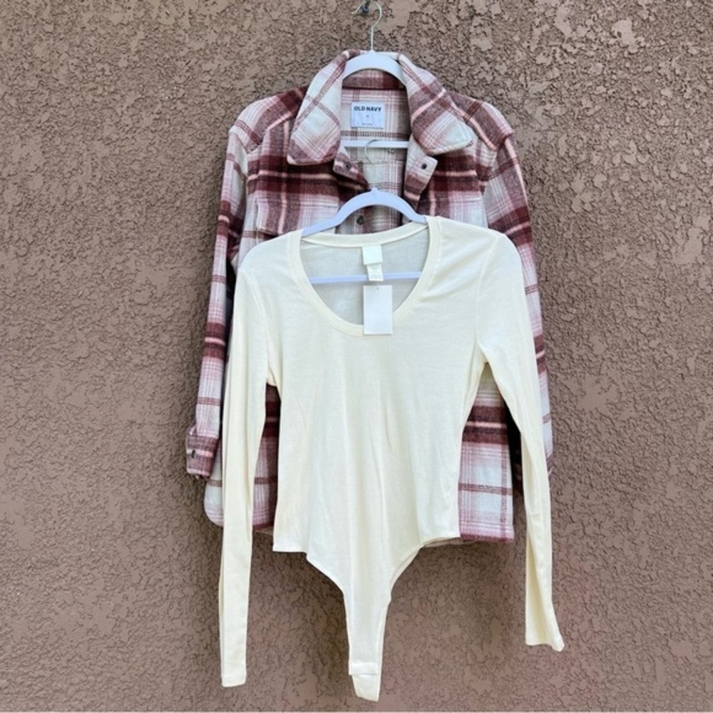 Old Navy Jacket Womens‎ Size Medium w H&M Bodysuit Gorpcore Coquette Pink Plaid